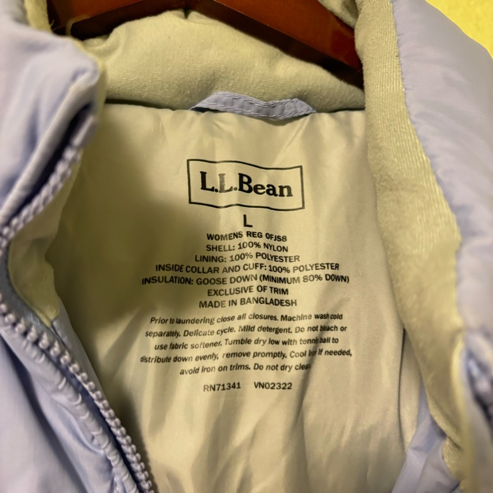 LL Bean Womens Goose Down Puffer Jacket Coat  Periwinkle Purple Size Large - Picture 4 of 5